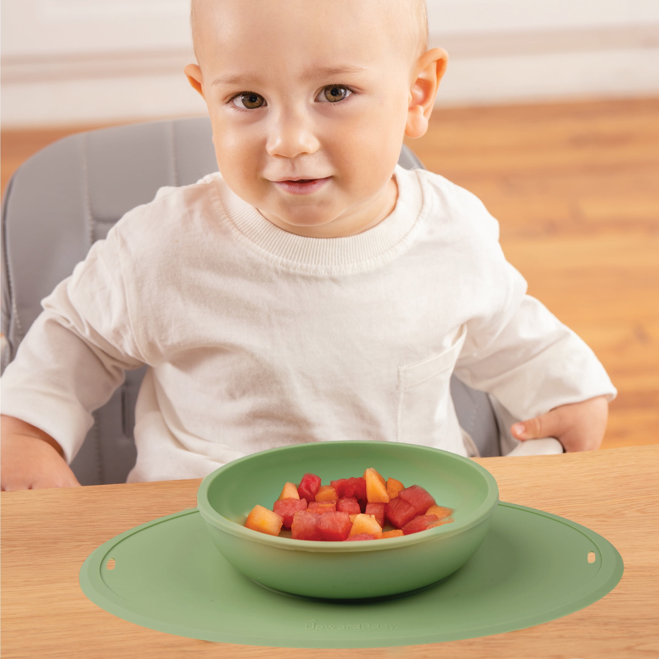 UpwardBaby Bowl with Suction Placemat  - BPA Free - 100% Food-Grade Silicone - 6m+