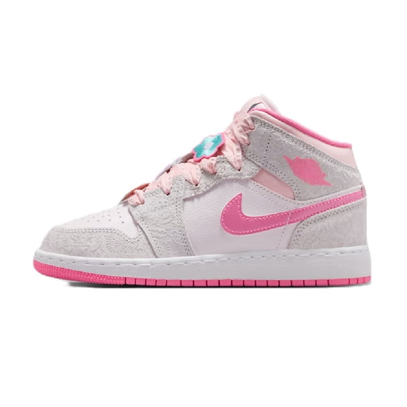 Big Kid's Jordan 1 Mid SE "Spring Flowers" Vt Gr/Pk Glw-Sail (II0592 001) - 6.5