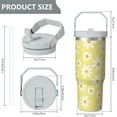 thumbnail image 5 of 1pc Daisy 30oz Tumbler with Straw & Handle - Insulated Stainless Steel Cup | Holiday Gift for Man Women (Christmas, Valentine's, Birthday), 5 of 7