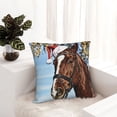 thumbnail image 6 of Pofeuu Christmas Horse Print Double-sided plush pillowcase Square Throw Pillow Covers Pillows Cover for Living Room Bedroom Sofa Couch Cushion Cover（No pillow core）-24"x24", 6 of 7