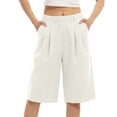thumbnail image 6 of Kojanyu Women's 100% Cotton Elastic Waist Shorts Casual Loose Fit Wide Leg Lounge Shorts with Pockets Summer Beach Vacation Shorts, 6 of 7