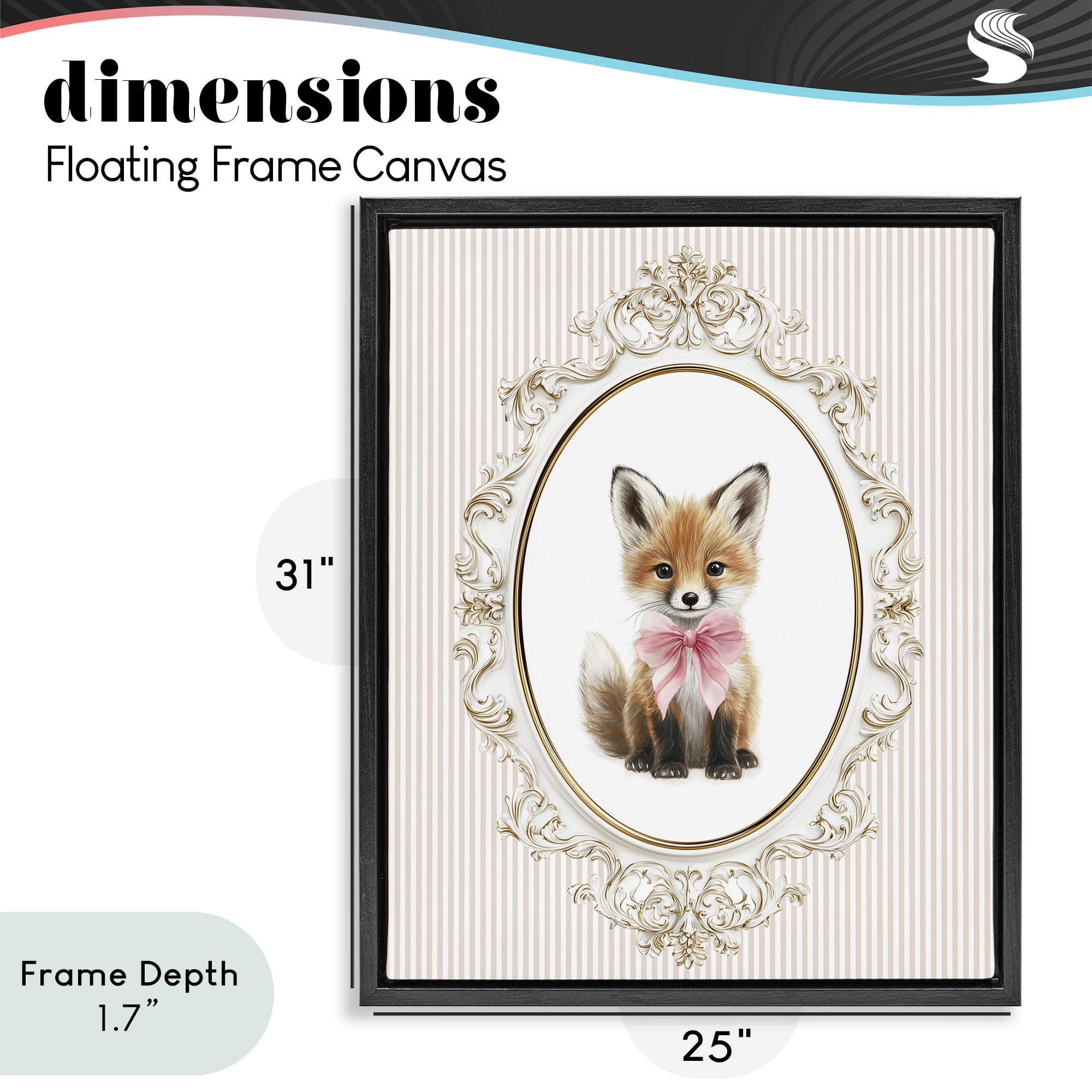 Stupell Industries Vintage Baby Fox Black Framed Floater Canvas Wall Art, design by Christine Simpson Art