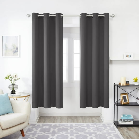 Deconovo Room Darkening Curtains Pack of 2, Energy Saving, Dark Gray, 42W x 63L Inch, Noise Reducing Thermal Insulated Drapes for Living Room