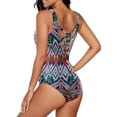 thumbnail image 2 of Womens Color Block Print One Piece Swimsuits Athletic Training Swimwear Bathing Suits, 2 of 3