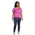 thumbnail image 2 of Terra & Sky Women's Plus Size Raglan Sleeve Tie Front Tee, 2 of 5