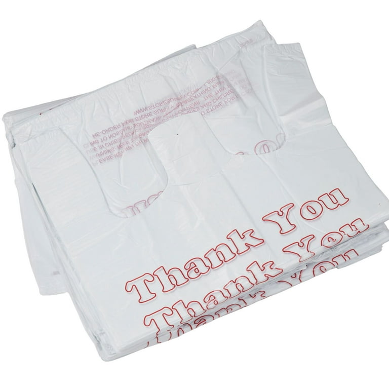 Large Plastic Thank You Bags (T-Shirt Bags) 18 x 8 x 30 - Case of 500