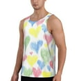 thumbnail image 2 of Easygdp Hand Drawn Colored Hearts Men's Tank Top, Sleeveless Muscle T Shirts, Breathable, Quick-Dry, Loose for Gym, Running, Fitness - Medium, 2 of 9
