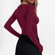 thumbnail image 5 of Top de punto ajustado con botones para mujer - Camiseta informal de manga larga con cuello redondo, tejido elástico de poliéster (tallas S-XL), 5 of 8