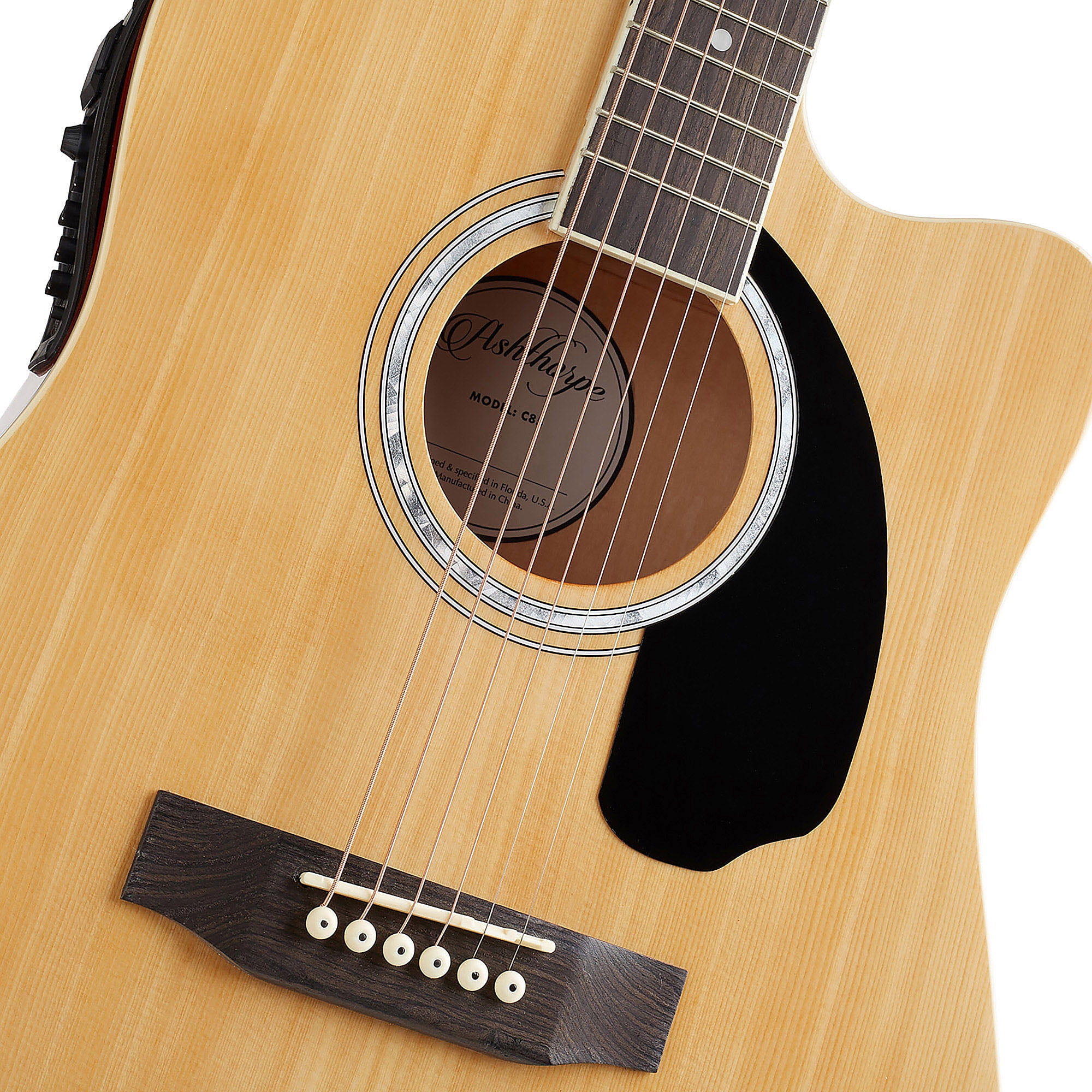 Ashthorpe Thinline Cutaway Acoustic Electric Guitar with 10-Watt Amp, Natural