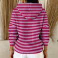 thumbnail image 5 of Women's Fashion Casual Striped Print Pullover Long-Sleeve Hooded Sweatshirt, Classic Fall Winter Wear with Soft Material and Stylish Design for Everyday Use,Hot Pink,S, 5 of 5