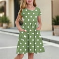 thumbnail image 2 of Girls 2025 Summer Dresses Striped Short Sleeve Casual Dress with Pockets Soft Perfect for Everyday Wear ,Sie:130, 2 of 9