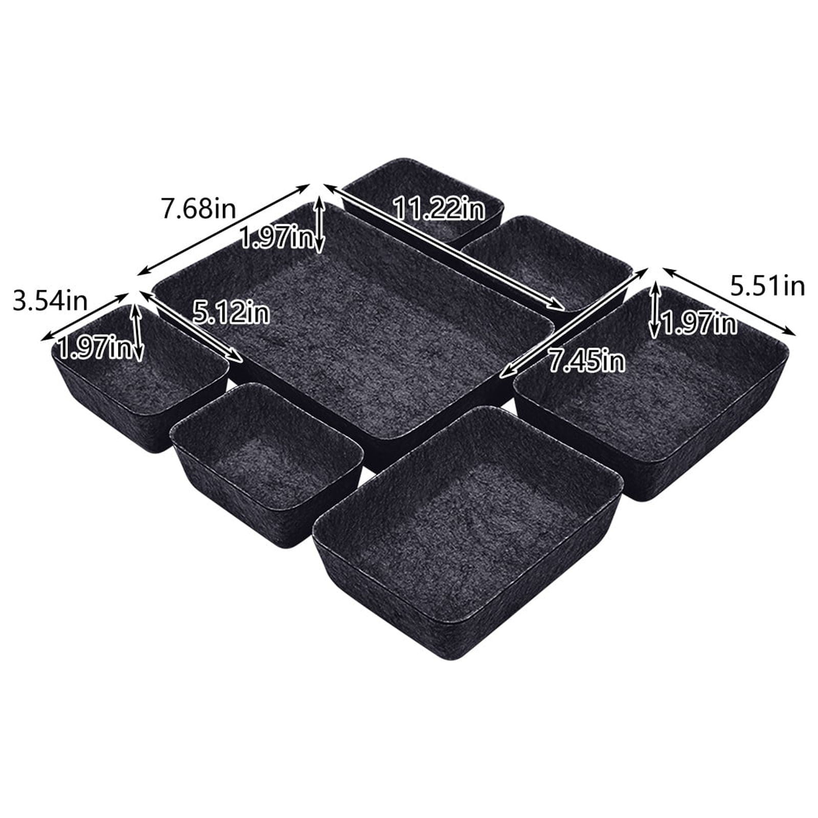 Tuphregyow Desk Drawer Organizer Tray Dividers Set,Kitchen Bathroom Office Drawer Organizers,Separators Shallow Felt Storage Bins Container for Makeup Juck Jewelry Utensils Tools Dresser,7 Pack