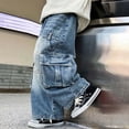 thumbnail image 5 of WELOIJEVBE Jeans For Kids Relaxed Fit Wide Leg Denim Jeans With Pockets Baggy Jeans For Kids Boys Straight Leg Jeans Teen Boys Jeans Size 15-16 Years, 5 of 8