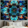thumbnail image 2 of ONETECH Blue Mandala Tapestry Psychedelic Bohemian Tapestries Hippie Moth Wall Decor Aesthetic Floral Tapestry Sun And Moon Tapestry Wall Hanging for Bedroom, 2 of 6