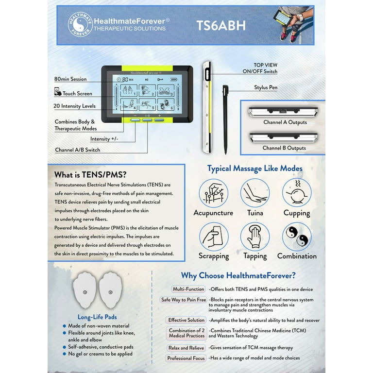 HealthmateForever TS6ABH Touch Screen Tens Unit & Muscle Stimulator  (Yellow) - Yahoo Shopping