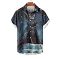 thumbnail image 4 of Blusa y camisa de manga corta con cuello vuelto para hombre, blusa informal de moda con cuello vuelto, blusa estampada de manga corta con botones, blusa de poliéster para hombre, 4 of 5