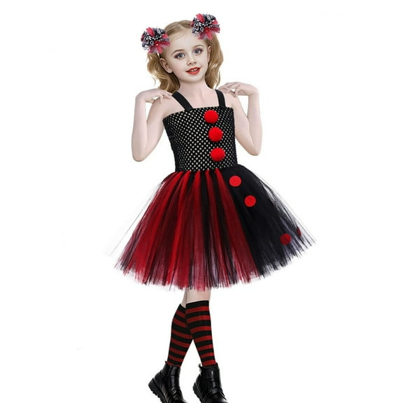 Kids Halloween Costume Elegant Dress Outfit Style Gown for Girls Party Performance Stage Play, 8-9Years