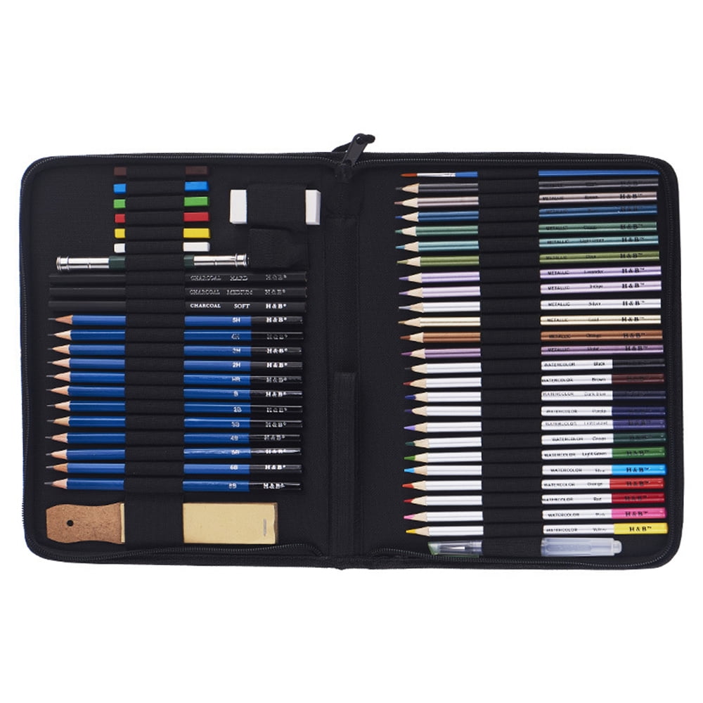 H&B 51pcs/set Professional Drawing Kit Wood Pencil Sketching Pencils Art Sketch Painting