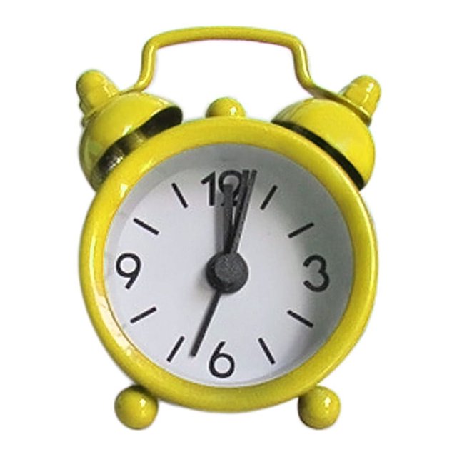 ¡Rebaja! Reloj despertador Leott Mini Twin Bell, ¡oferta especial! Reloj creativo, bonito y pequeño despertador de metal, mini reloj electrónico amarillo.
