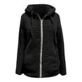 thumbnail image 4 of Lixiuxyad Casual Loose Womens Fleece Jackets Solid Zip Up Coats Long Sleeve Fuzzy Hooded Jacket Outerwear With Pockets Black, 4 of 4