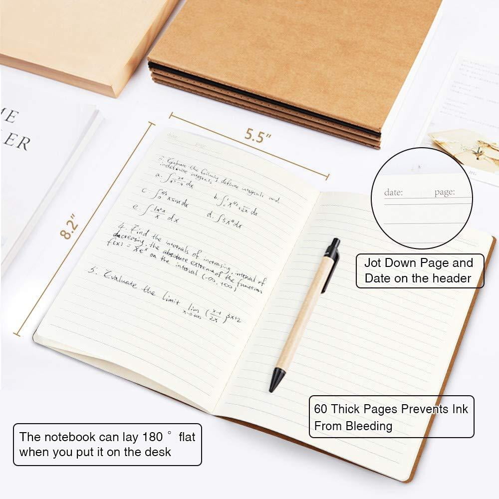 30 Pack Kraft Notebooks, A5 Feela 60 Lined Pages Notebooks and Journals for Making Plans Writing Memos, 8.3 X 5.5 in