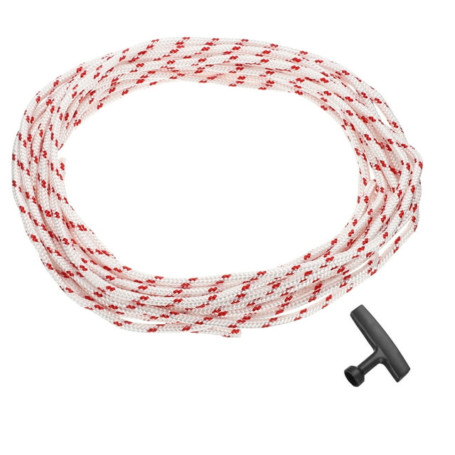 Corde de Démarrage à Rappel avec Poignée, Corde de Traction en Polyester 4mm Dia 12m 39 Pieds, Rouge et Blanc