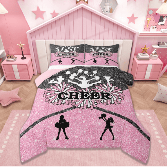 Manfei Cheerleading Bedding Comforter Set,Cheeleader Gifts Twin Comforter Sets,Preppy Dancer Bedding Set,Lightweight Room Decor Reversible,2-Piece
