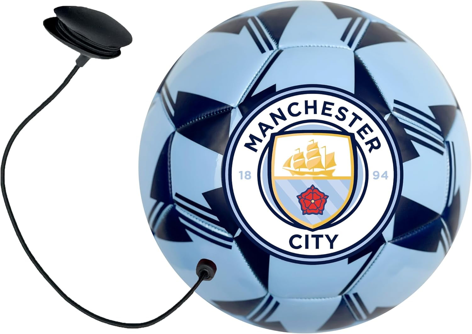 Icon Sports Man City Training Ball, Size 4, Sky/Navy, PVC, Cord