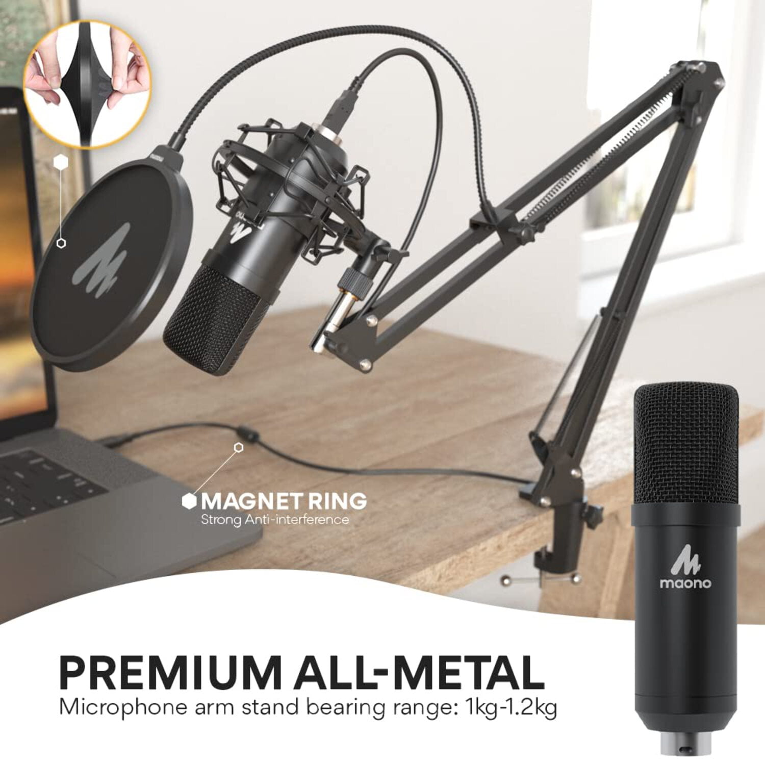 Computer Podcast Condenser Cardioid Metal Mic Kit