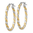 thumbnail image 2 of Real 14kt Yellow Gold & White Rhodium Twisted Hoop Earrings; for Adults and Teens; for Women and Men, 2 of 4