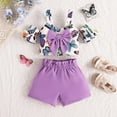thumbnail image 2 of LNMQLPDBS Short Sets for Girls Preety Butterfly Print Trendy Shirt and Solid Color Shorts 2pcs Set Toddler Girls Cute Summer Clothes Baby Set for Vacation Tour and Family Photo Purple 3-4 Years, 2 of 9