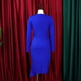 thumbnail image 5 of AURA Plus Size Women V Neck Long Sleeve High Waist Pencil Midi Dress Elegant Office Party Outfit, 5 of 10