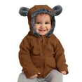 thumbnail image 4 of GiLiling Kids Hooded Overcoat with Cute Bear Ears, Zip Up Fall Winter Warm Sweatshirt Jacket for Toddler Baby Boys Girls Outwear (Brown, 18-24 Months), 4 of 5