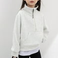 thumbnail image 4 of Huowey Kids Girls Hoodies Sweatshirts Half Zipper Pullove Stand Collar Tops For Teen Girls Long Sleeve Sweater Trendy Dailywear, 6-7 Years, 4 of 4
