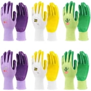 6 Pairs Garden Gloves Women, Nitrile Coated Gardening Gloves for Yard, Cleaning (Medium)