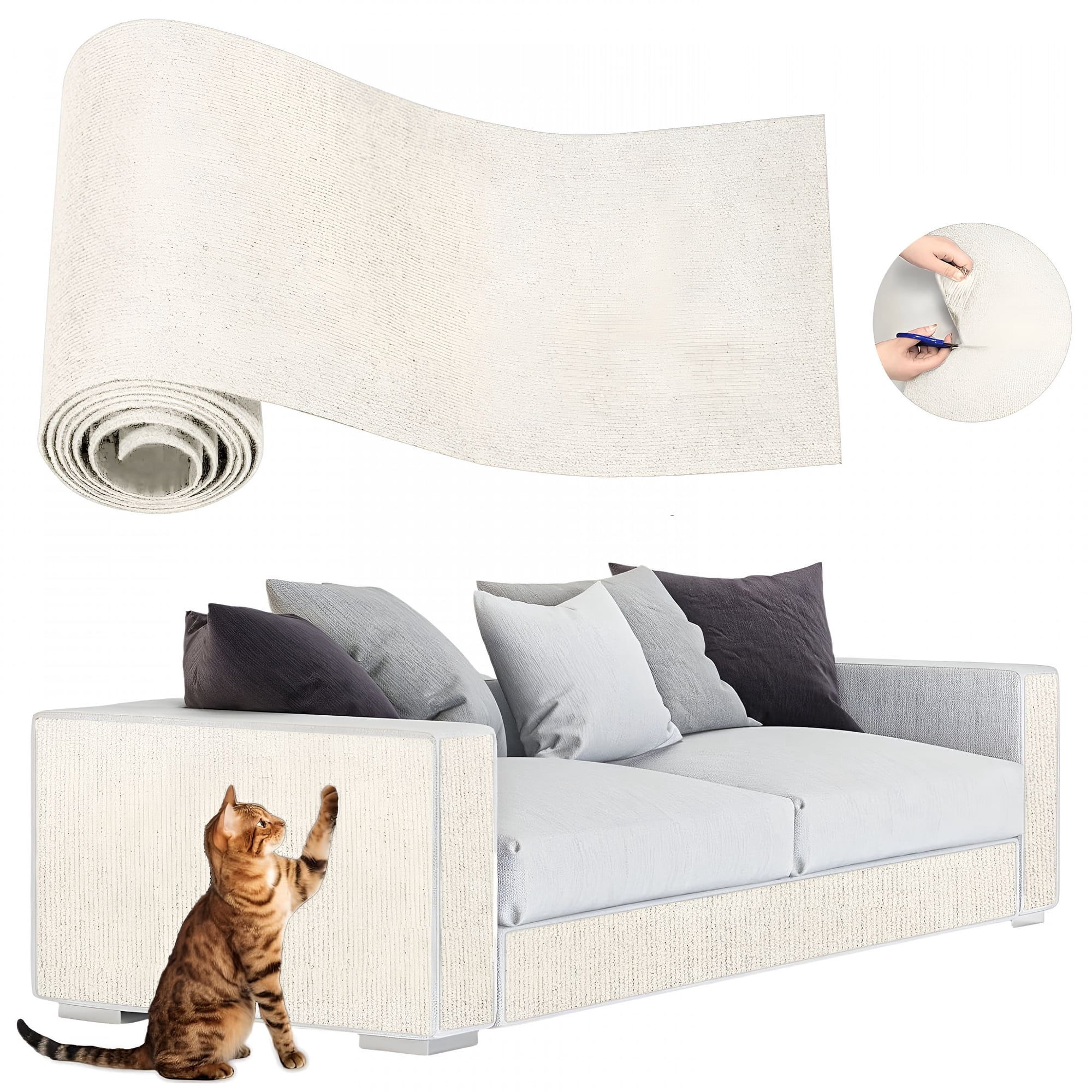 XIBUFE Cat Scratching Pad Furniture Protector Self-Adhesive Couch Cover for Cat Claws Polyester Sofa Scratcher Mat