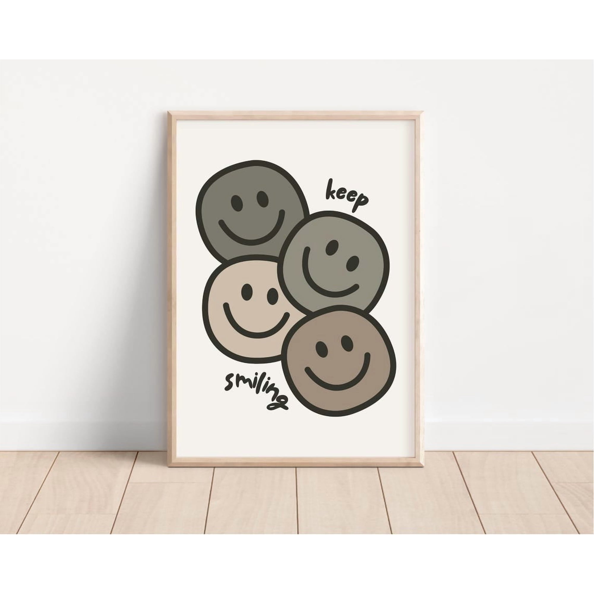 Keep Smiling Neutral Nursery Playroom Wall Art Print