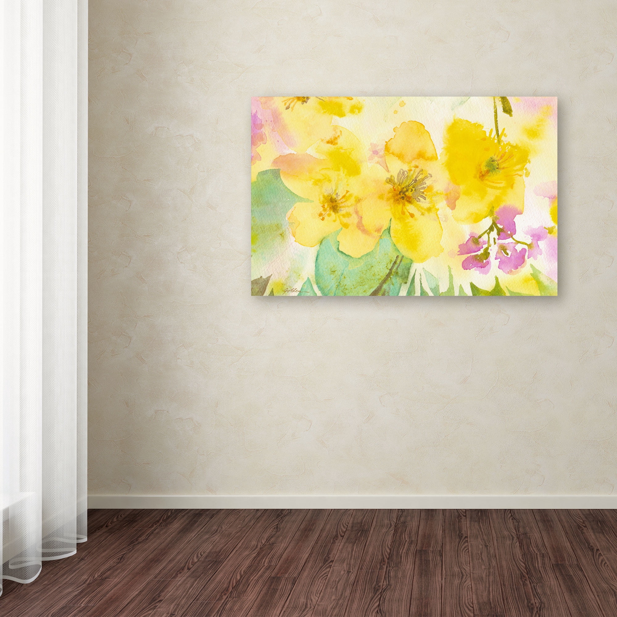 Trademark Fine Art "Yellow Trio" Canvas Art by Sheila Golden