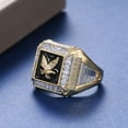 thumbnail image 2 of Men's Stainless Steel Gold-plated 14k Golden Eagle Ring Cubic Zirconia Vintage Eagle Ring Totem Animal Ring Fashion Personality Ring Square Stamp Flying Eagle Ring Size 7-13, 2 of 5