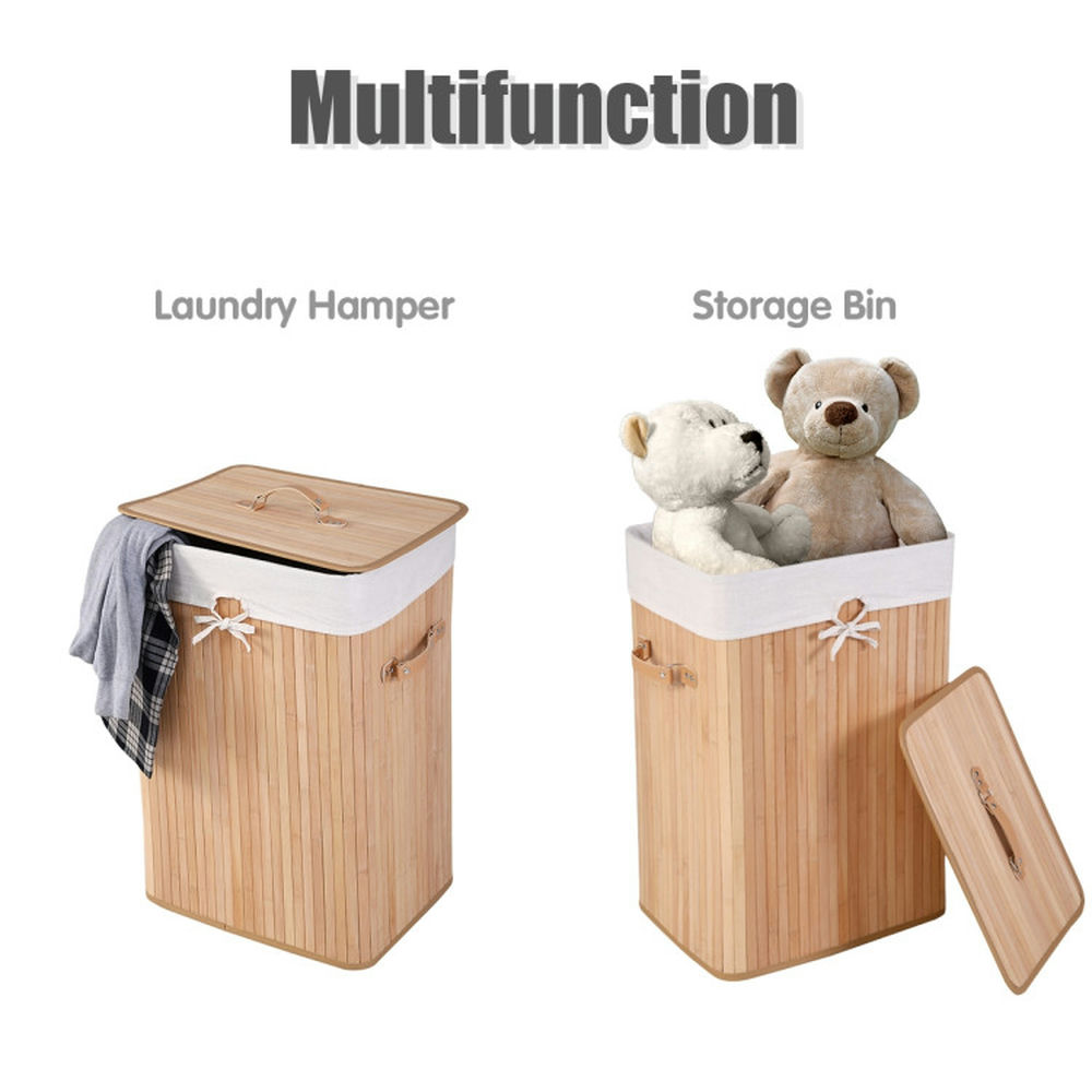 Finihen Laundry Hamper, Laundry Basket, Rectangle Bamboo Hamper Laundry Basket Washing Cloth Bin Storage Bag Lid 3 color, for Bathroom, laundry Room, Natural Finihen Laundry Hamper, Laundry Basket, Rectangle Bamboo Hamper Laundry Basket Washing Cloth Bin Storage Bag Lid 3 color, for Bathroom, laundry Room, Natural