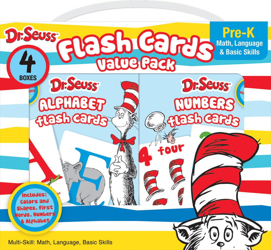 Seuss Flash Cards ABCs and Words Colors & Shapes or Numbers Dr 