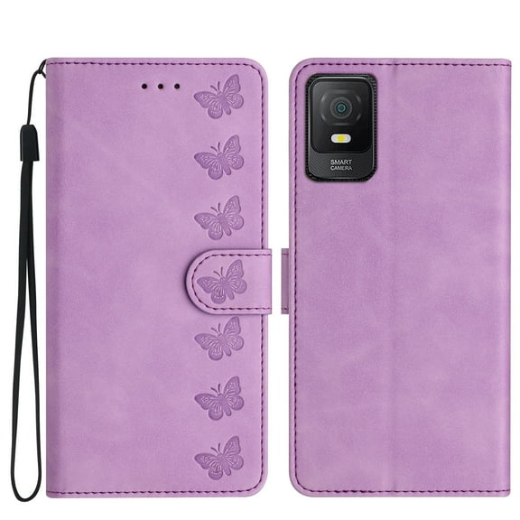 Seven Butterflies Embossed Leather Phone Case For TCL 40 SE