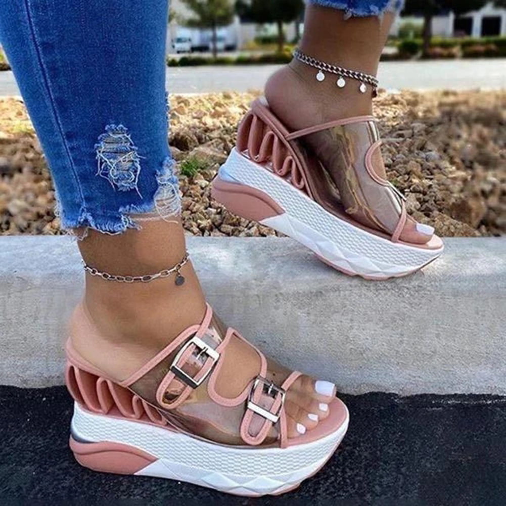 Sandals Platform Fashion High Heels Summer Shoes Concise Open Toe Office Lady Daily Footwear