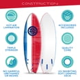 thumbnail image 4 of Bloo Tide 6 Ft Soft Top Surfboard, Swallow Tail, Teens and Adults, Americana Graphic top Deck with high Density Slick Bottom | Red and Blue Color | Leash and Fin Set In, 4 of 10