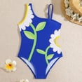 thumbnail image 2 of WRKEKC Girls Swimsuit Floral Print One Shoulder Cutout Sleeveless One Piece Bathing Suit 8-12 Years, 2 of 7