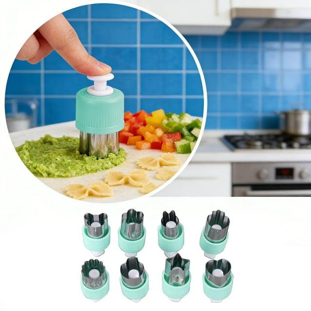 Prensa De Acero Inoxidable Molde de mariposa azul claro para frutas y verduras, ideal para rellenar wontons y galletas (8 unidades) JASKFLY