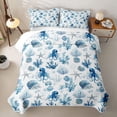 thumbnail image 2 of spefrowx Blue Octopus Starfish Quilt Full for Girls Boys, Watercolor Coral Sealife Full Bedspread Sets, 3 Pieces, 2 of 7