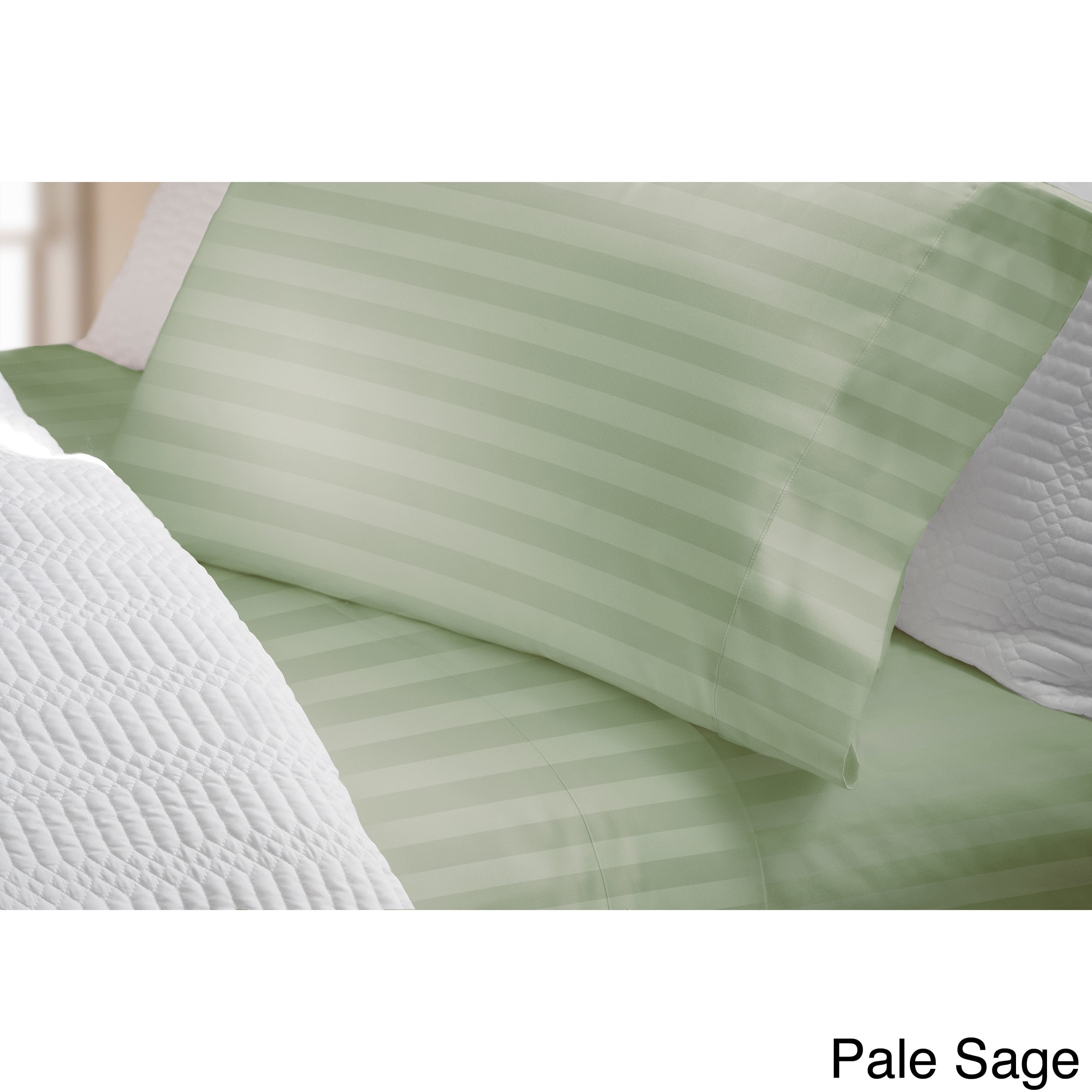 Elle 300 Thread Count Cotton Damask Stripe Sheet Set ...