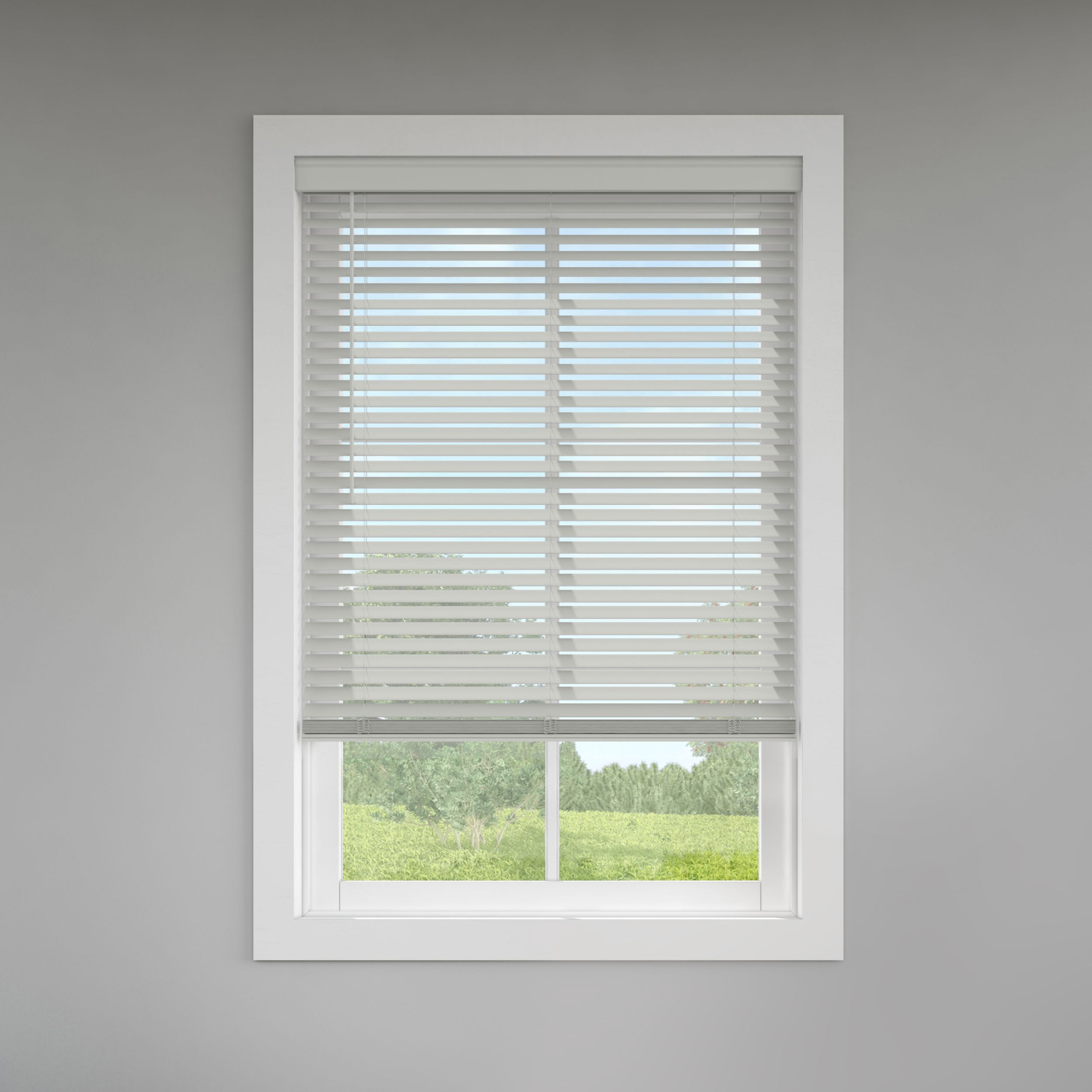 LEVOLOR Custom Classic Value 2" Cordless Faux Wood Blinds, Light Gray, 71 1/4" Width x 72" Length