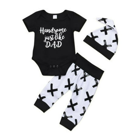 

One Opening Newborn Baby Boy Short Sleeve Top Romper Pants Leggings Outfits